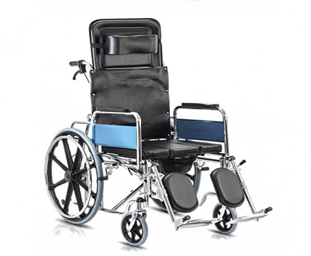 RECLINER-COMMODE WHEEL CHAIR