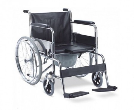 Wheel Chair Folding with Fixed Arm Rest & Foot Rest with Commode FS609